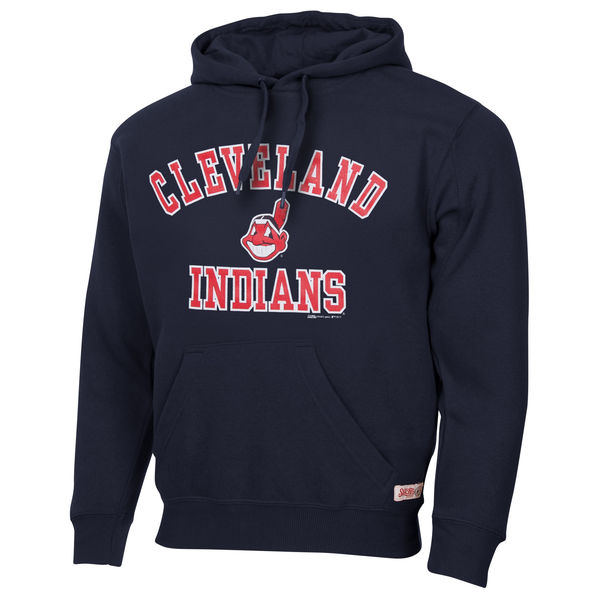 Men Cleveland Indians Stitches Fastball Fleece Pullover Hoodie Navy Blue